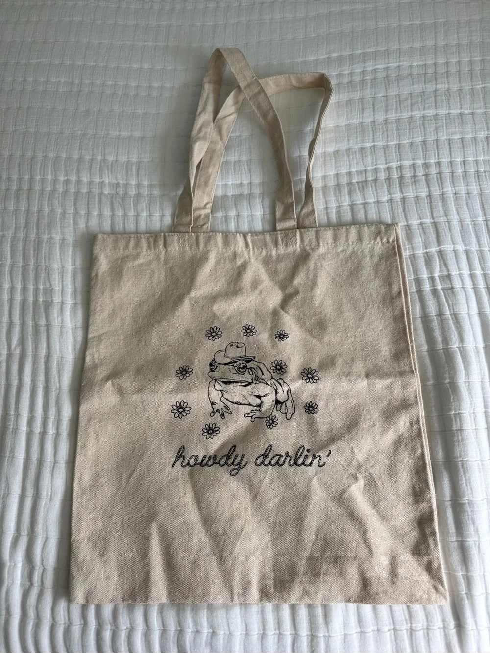 Howdy Darlin' Frog Canvas Tote - Natural